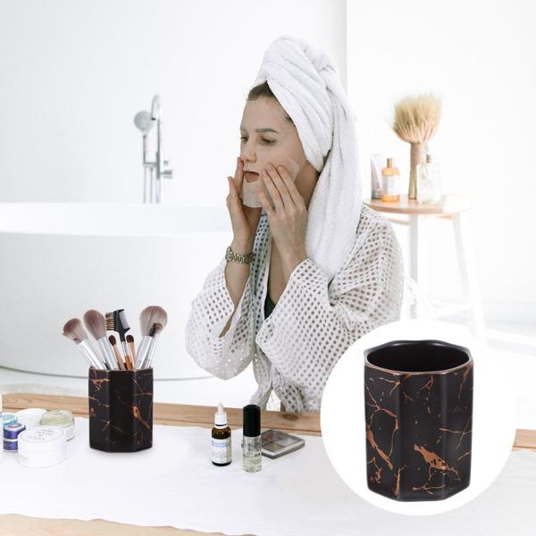 

candle holders 1pc marbling storage holder ceramic octagonal pen stationery organizer