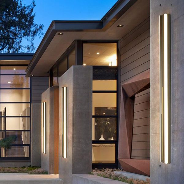 

wall lamps luxury black long strip lamp atmosphere corridor balcony decoration background outdoor waterproof courtyard line