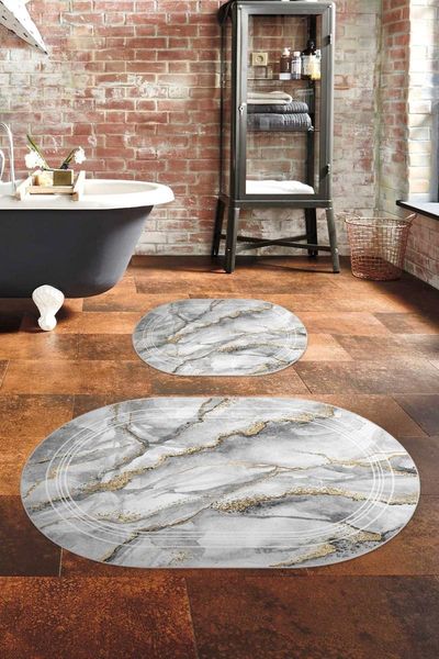 

60x90 - 50x60 digital bath matte leather based oval set for closet tylob-2383 mats