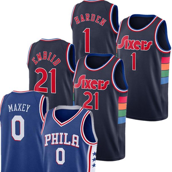 

1 jame man harden jersey 2022 joel 21 embiid tyrese 0 maxey jerseys allen 3 iverson basketball blue white red black, Black;red
