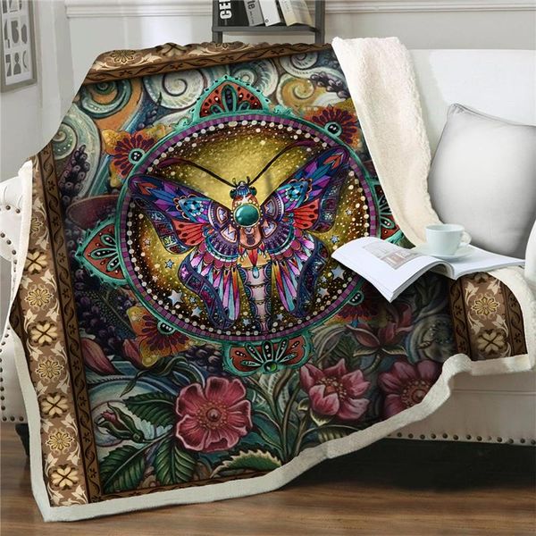 

thicken blanket 3d butterfly printing sherpa home textiles couch quilt cover throw blankets floral sofa fleece bedspread