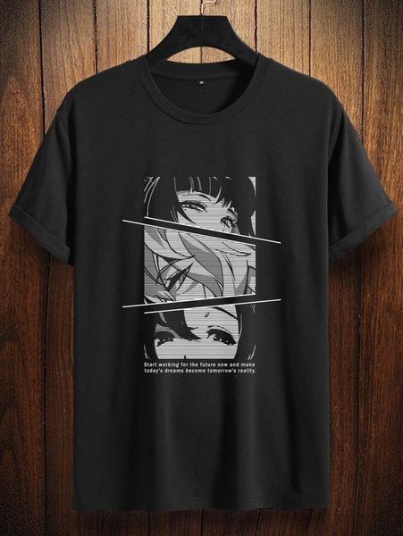 

men slogan and figure graphic tee p9ei#, White;black