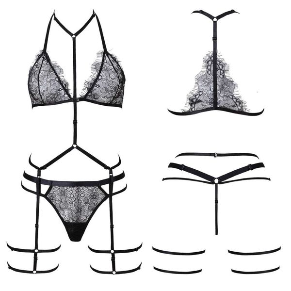 

lace perspective bra suit underwear uniform temptation, Red;black