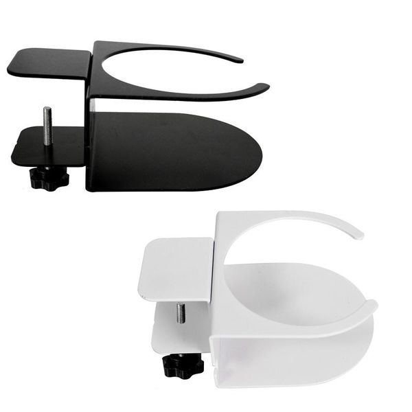 

hooks & rails table cup holder stand, desk edge drinking bottles saucer clamp, water cups metal clip with side hole, snap to office steadfas