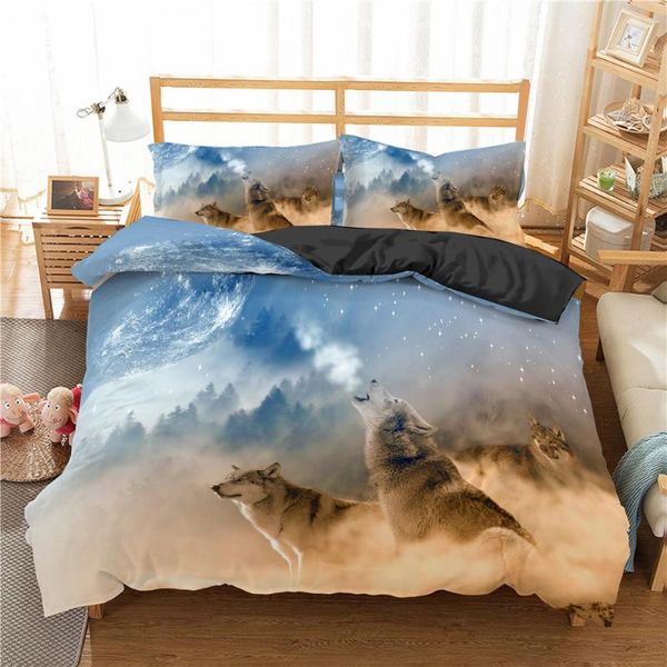 

bedding sets homesky 3d wolf set  king animal duvet cover bed 2/3pcs luxury bedclothes for kids adult