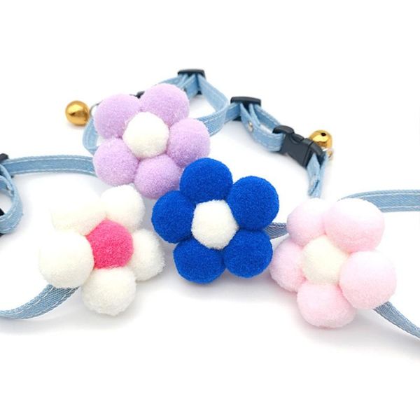 

cat collars & leads collar hairball flower pet colorful cute kitten pluash necklace interactive cats stretch elasticity rope puppy neck stra