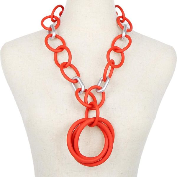 

chains 4 colors large circles pendant neckalce gothic thick chain streewear necklace for women statement jewelry natural decorations, Silver