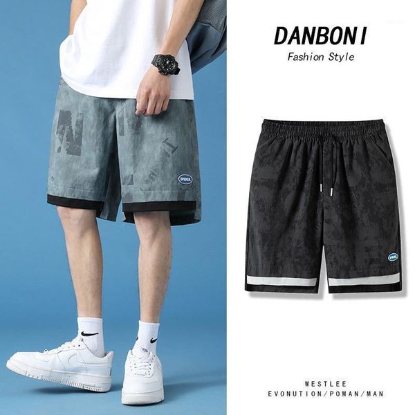 

men's shorts summer sports fitness mens loose fashion trend stitching five-point pants thin beach basketball -40, White;black