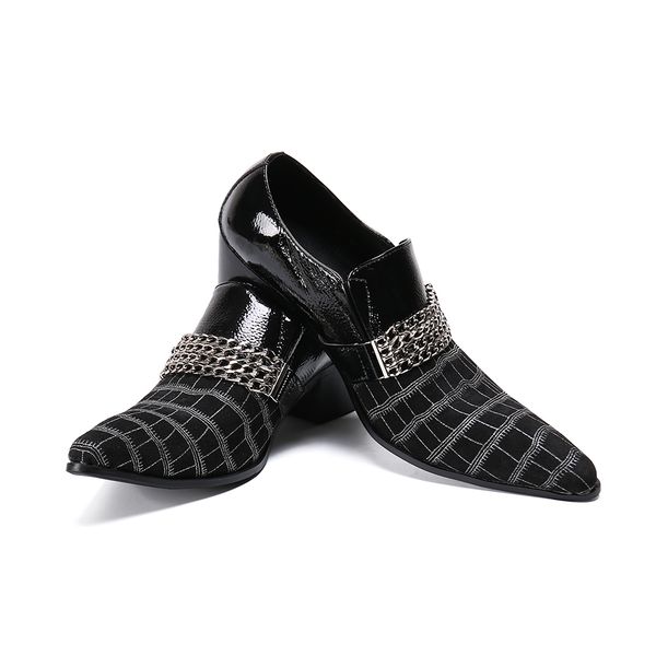 

new british style plus size pointed toe man genuine leather splicing suede leather shoes mens black party shoes zapatos hombre