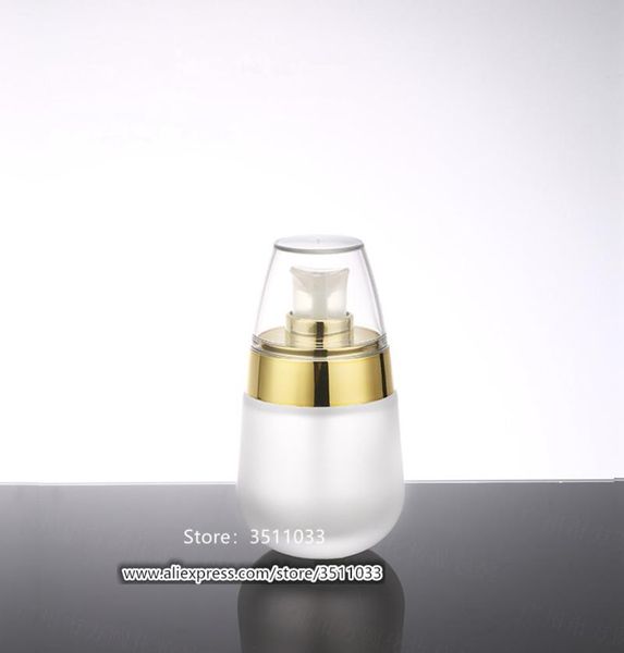 

storage bottles & jars 10pcs 30ml oval shape frosted glass lotion pump bottle matte cosmetic press container gold silver circle