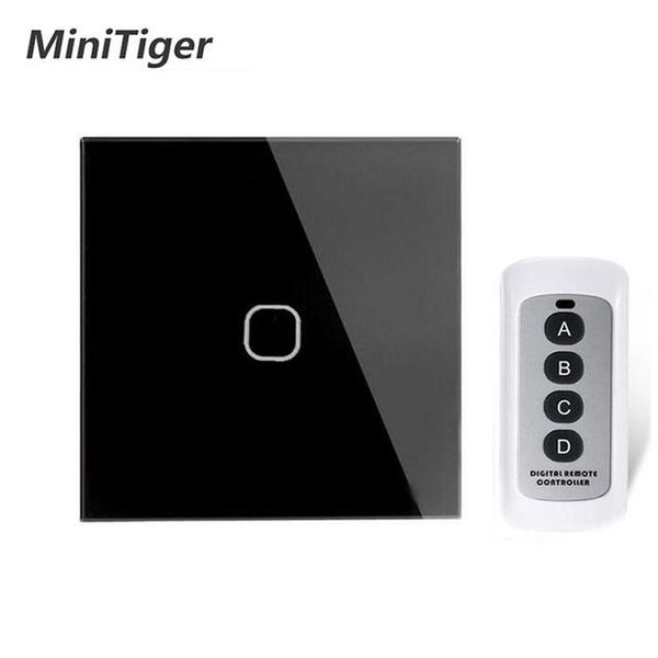 

smart home control minitiger eu/uk standard 1 gang way remote switch, ac 170~240v wall light touch switch with mini controller