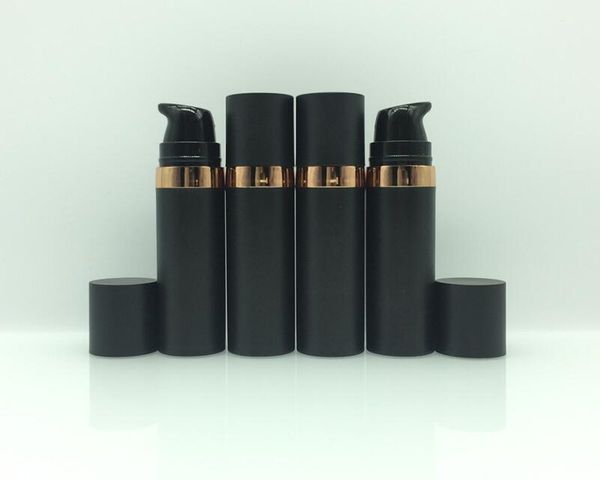 

10pcs plastic pump bottle 15ml vacuum travel bottling container black lightproof airless storage bottles & jars