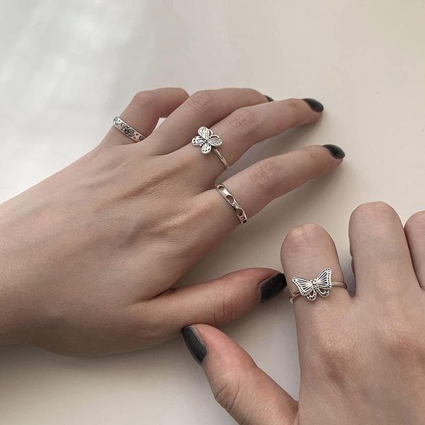 

cluster rings open butterfly for women teen girls korean hollow design trend female lady party wedding gifts jewelry boyulige, Golden;silver
