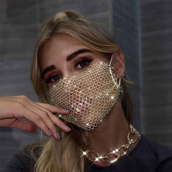

fishing net rhinestone mask accessories removable 49y2