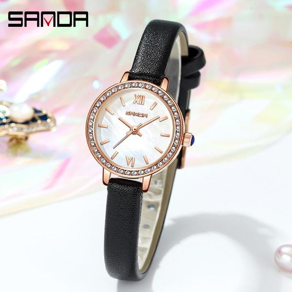 

wristwatches sanda fashion women watch with diamond ladies luxury casual women's bracelet crystal watches relogio feminino, Slivery;brown