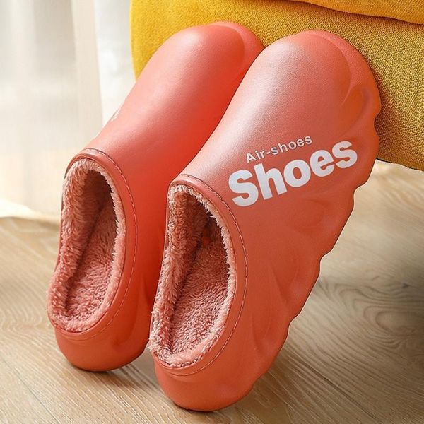 

slippers waterproof cotton women's indoor winter home soft wear non-slip warm plush couple shoes leisure female slides, Black