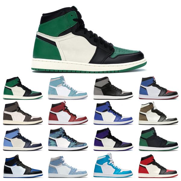 

1s man's basketball shoes turbo green hyper royal unc dark mocha obsidian tie dye court purple bred toe chicago shadow twist university
