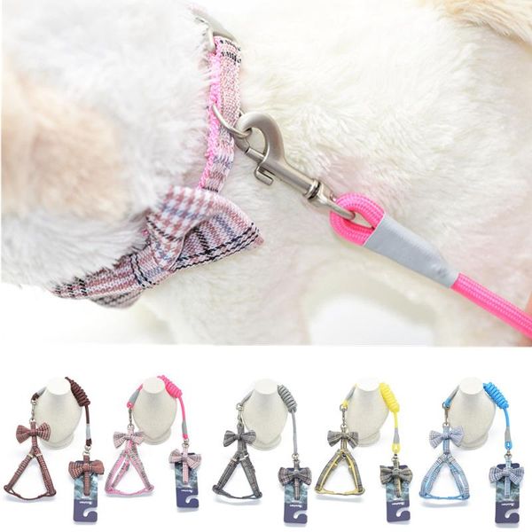 

cat collars & leads adjustable pet harness leash set double layer nylon material soft plaid dog for large medium dogs supplies