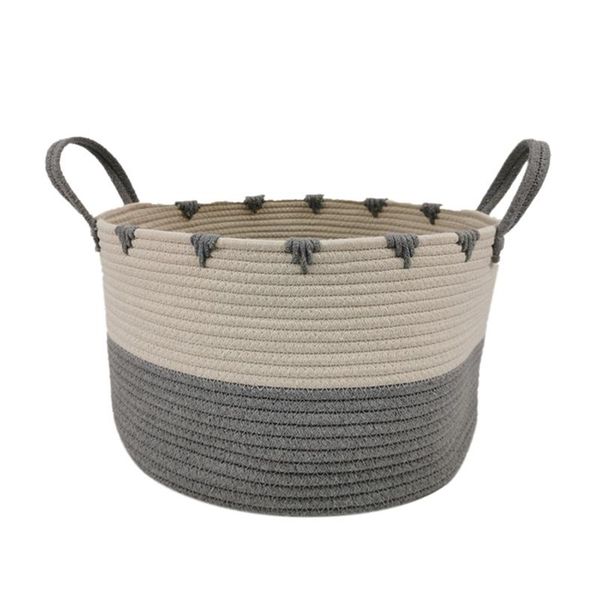 

storage baskets nordic style cotton rope handmade woven dirty clothes laundry basket large kids toy sundries organizer hamper