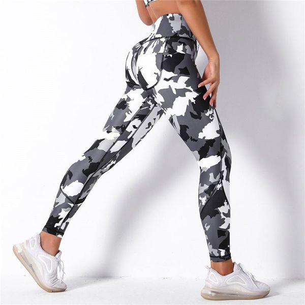 

women's leggings rooftrellen 25%spandex high waist printed fitness pants for women push up sports gym femme, Black