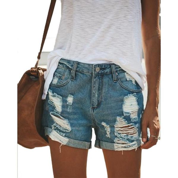 

denim shorts women hollow out casual personality female women's, White;black