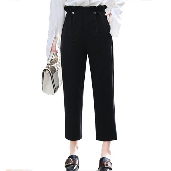 

women's pants & capris summer for women high waist adjustable ol office black elegant woman trousers, Black;white