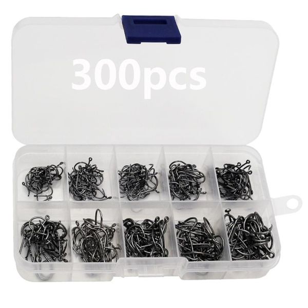 

fishing hooks 100pcs 300pcs set high carbon steel jig bait sharp carp fish hook for saltwater freshwater