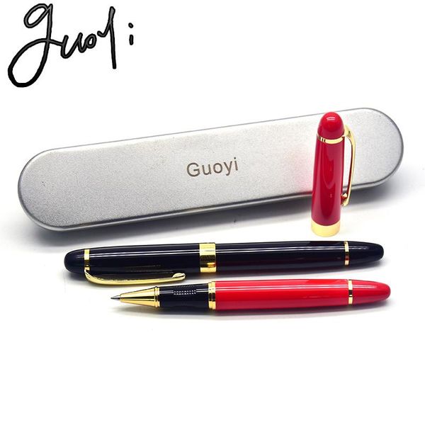 

fountain pens guoyi g201 wholesale sale 50pc pen/lot heavy metal pen business red and black two-color gift