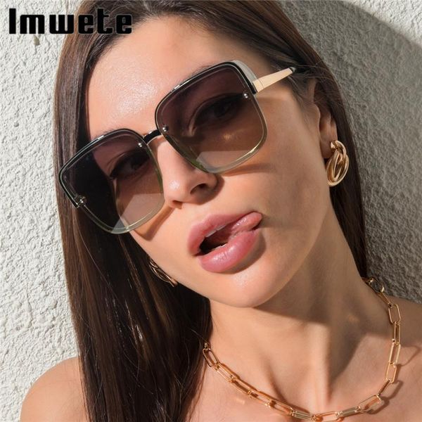 

sunglasses imwete fashion square women men trend colored eyewear vintage brand outdoors shades for ladies green glasses uv400, White;black