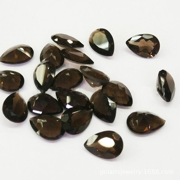 

factory wholesale loose gemstones pear shape 10x12-15x20mm trillion facet cut 100% authentic natural smoke quartz crystal for jewelry making, Black