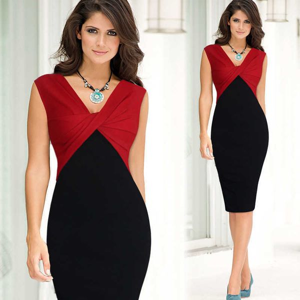 

luxury evening party dr's irregular v-neck stitched office, Black