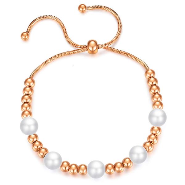 

bracelet jewelry titanium steel bracelet celebrity temperament round bead imitation pearl jewelry, Golden;silver
