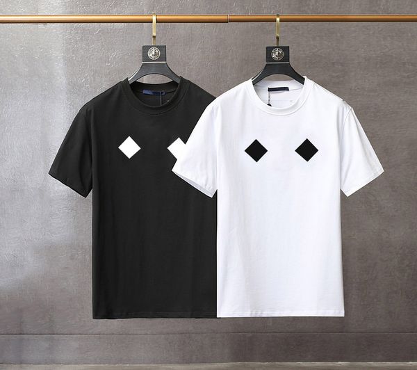 

summer fashion mens t-shirt round neck geometric print loose men classic black white comfortable breathable cropped couples dress, White;black