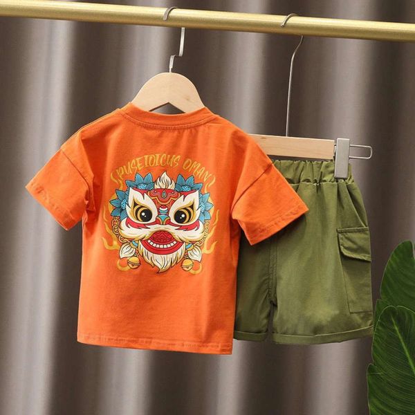 

boys' summer suit baby two piece children's thin clothes net red fashion, White