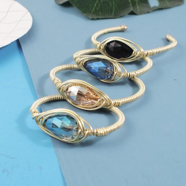 

bangle big crystal cuff bracelets for women statement ceramics bracelet fashion ethnic jewelry accesorios, Black