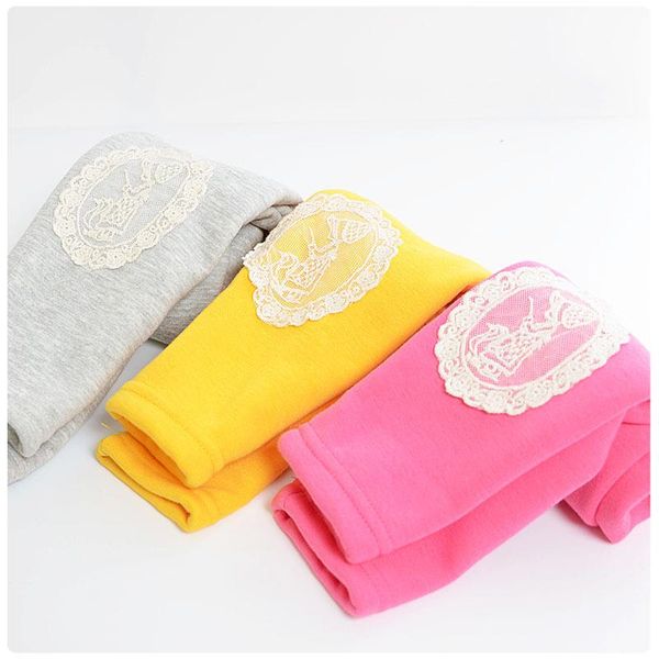 

trousers 22021 fashion winter warm cotton and thick velvet lace patch baby pants 0-4 year girls leggings, Blue
