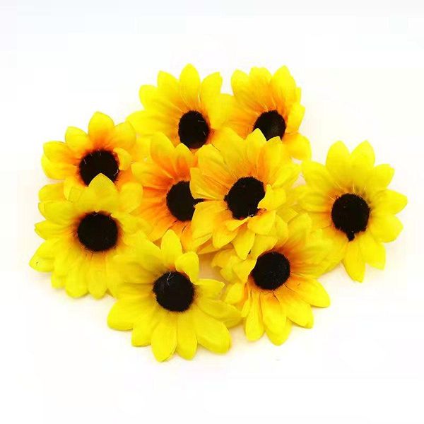 

decorative flowers & wreaths 10pcs 7cm large silk sunflower artificial flower head for wedding box decoration headmade scrapbooking accessor