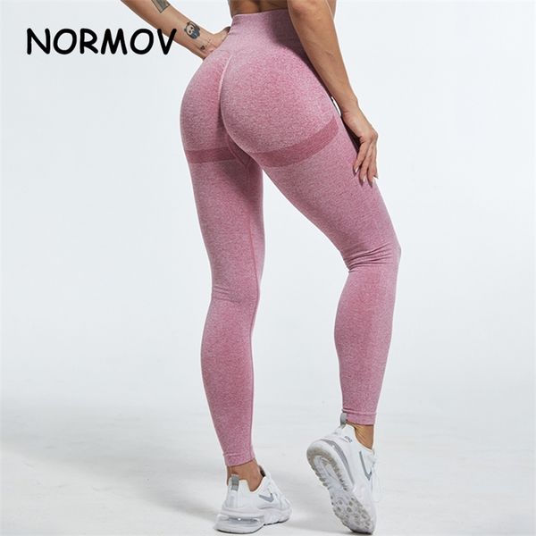 

normov seamless leggings women slim high waist squat proof fitness bubble butt legging push up gym sport workout leggins 211203, Black