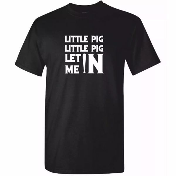 

negan 'little pig' let me in - the walking dead - funny t shirt in black. horror, White;black