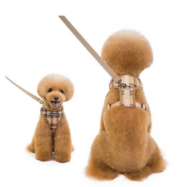 

pet harness towing rope set vest polyester cotton breathable heat dissipation chest and back adjustable bust size dog collars & leashes