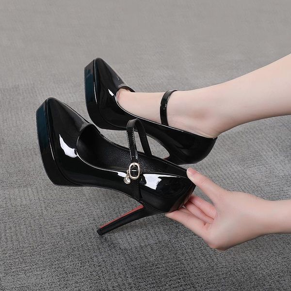 

dress shoes high heel women platform point toe thin 12cm black pumps