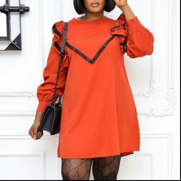 

women womens dresses mini dress loose long sleeves ruffles autumn fashion african female vestidos plus size xxxl elegant casual work, Black;gray