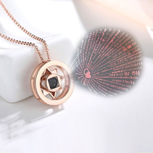 

100 languages i love you project love memory female compass necklace, Silver
