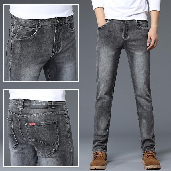 

arrivals men's fashion jeans ripped slim fit straight denim pants embroidery trousers, Blue