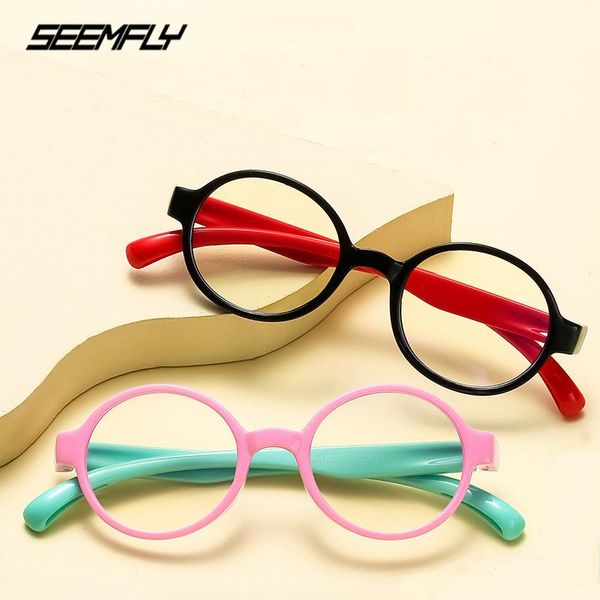 

sunglasses seemfly children anti blue rays glasses boys girls silicone soft frame kids reading goggle eyewear candy color flat mirror, White;black