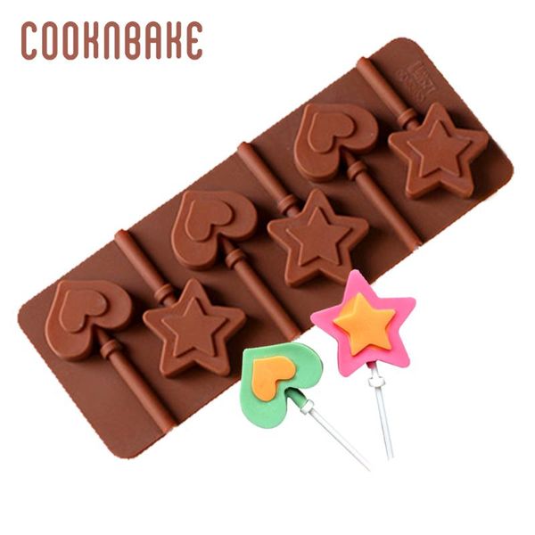 

baking & pastry tools cooknbake chocolate lollipop silicone mold cake bekeware tool star heart candy gummy mould moulds decorated