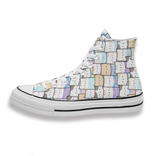 

custom printed cartoon rectangle cat face sneakers high mens womens running sho skateboard diy trainers canvas casual shoe