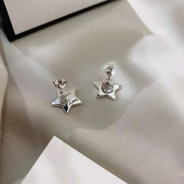 

s925 silver make old five pointed star cat earrings present for girlfriend, Golden