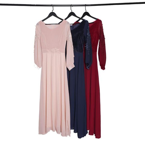 

ethnic clothing women velvet evening party maxi dress full sleeve plus size embroidery african dashiki kaftan ramadan muslim abaya dubai gow, Red