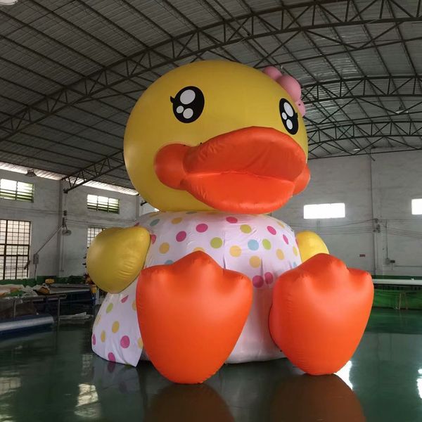 

cute giant inflatable yellow duck customed rubber ducks girl ballon decoration floating on the water for advertising